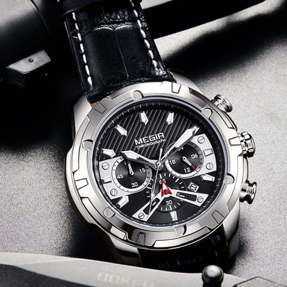 Elegancki Militarny Chronograf Sportowy Zegarek