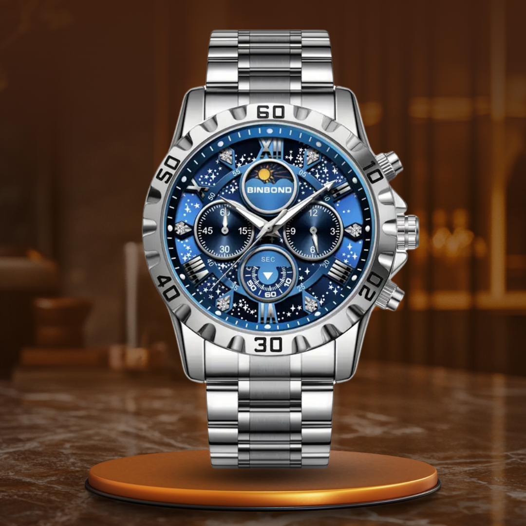 Elegancki chronograf z metalową bransoletą
