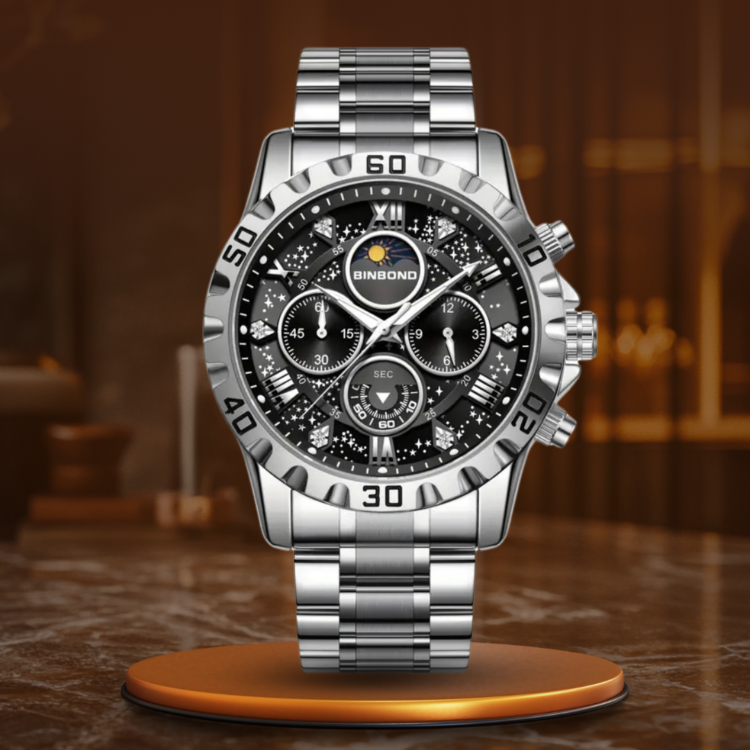 Elegancki chronograf z metalową bransoletą