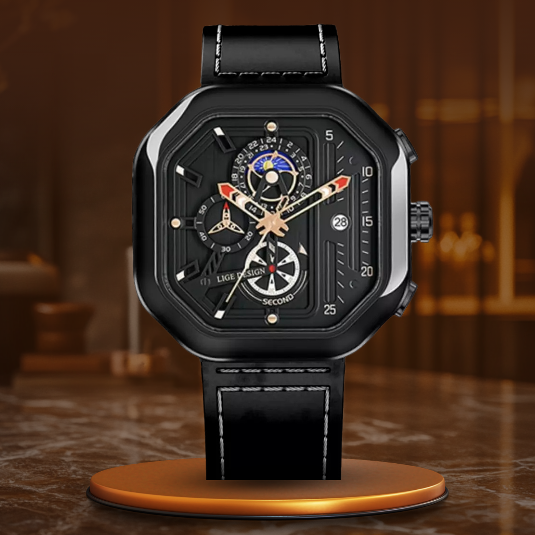 Luksusowy Kwarcowy Zegarek Chronograf