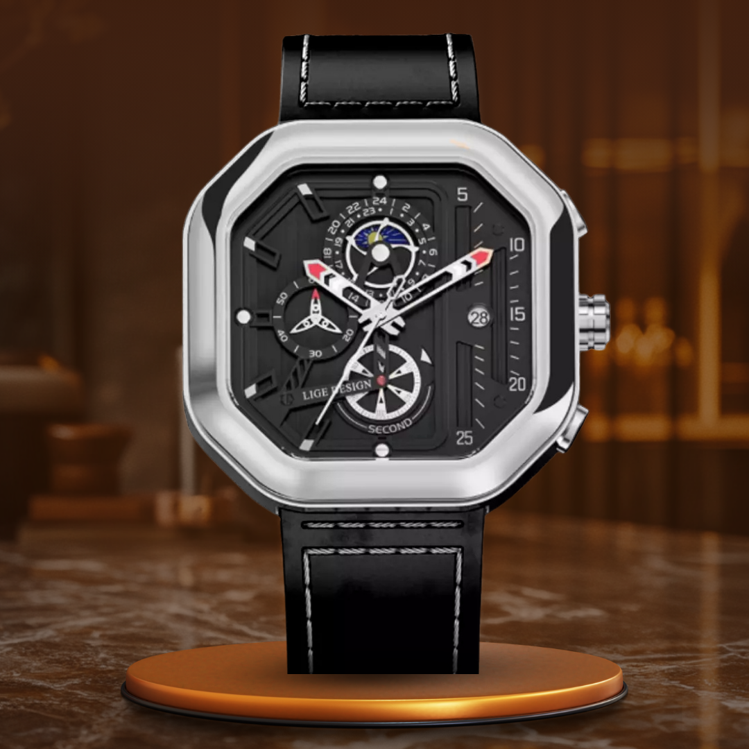 Luksusowy Kwarcowy Zegarek Chronograf