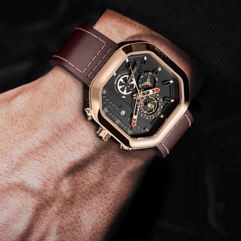 Luksusowy Kwarcowy Zegarek Chronograf