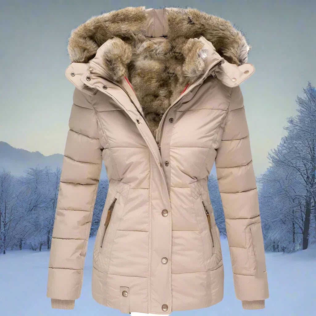 Damska Pikowana Kurtka Zimowa | Parka Z Kapturem