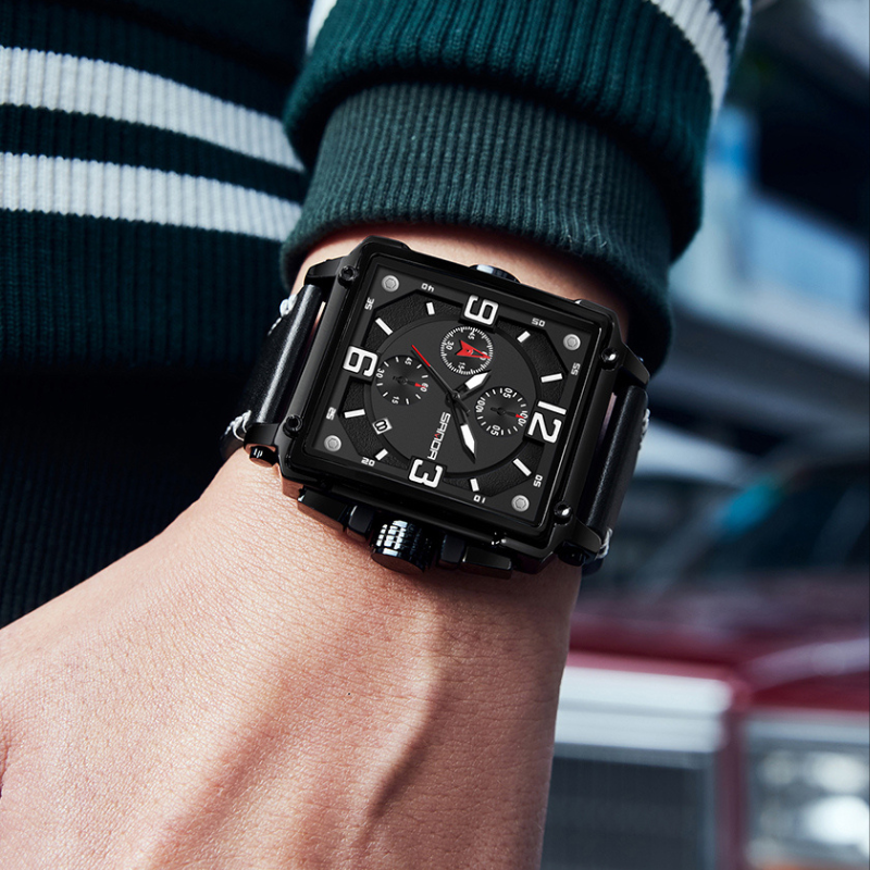 Męski Taktyczny Zegarek Kwarcowy ze Skóry