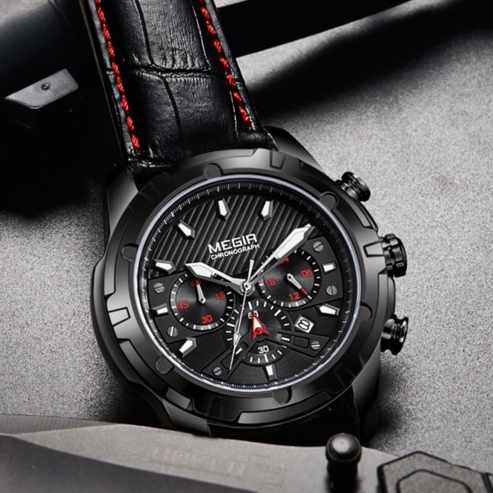 Elegancki Militarny Chronograf Sportowy Zegarek