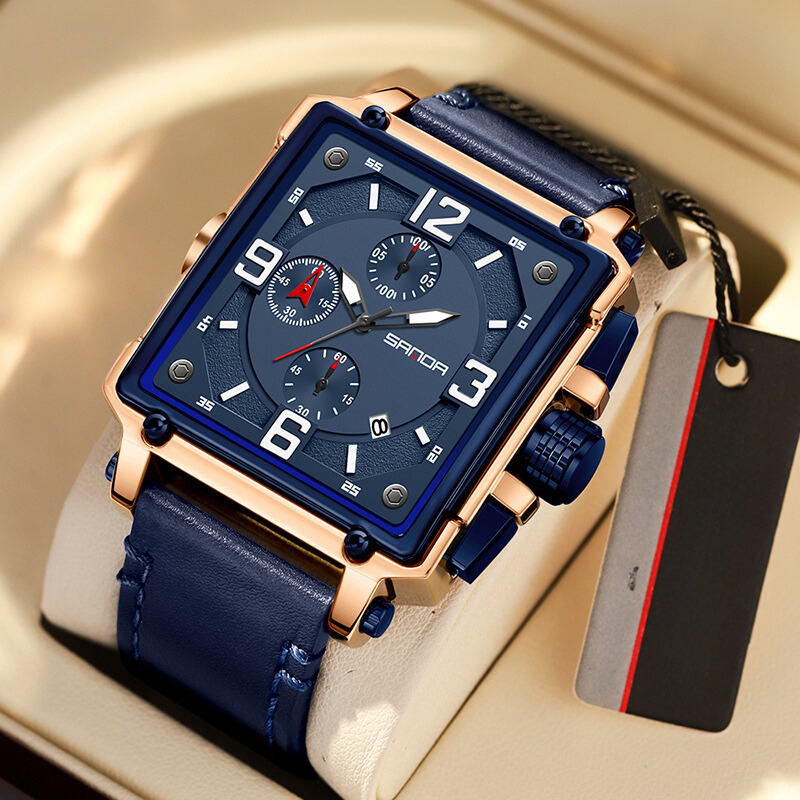 Męski Taktyczny Zegarek Kwarcowy ze Skóry