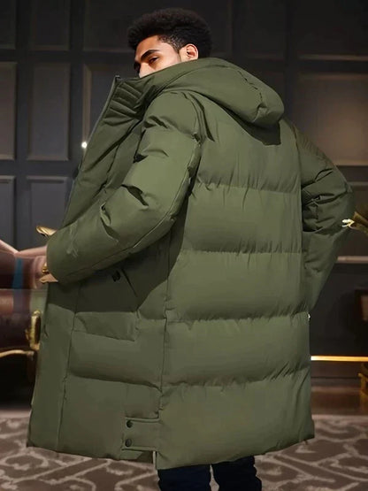 Męska Zimowa Kurtka | Parka Sięgająca Kolan