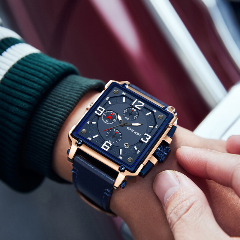 Męski Taktyczny Zegarek Kwarcowy ze Skóry