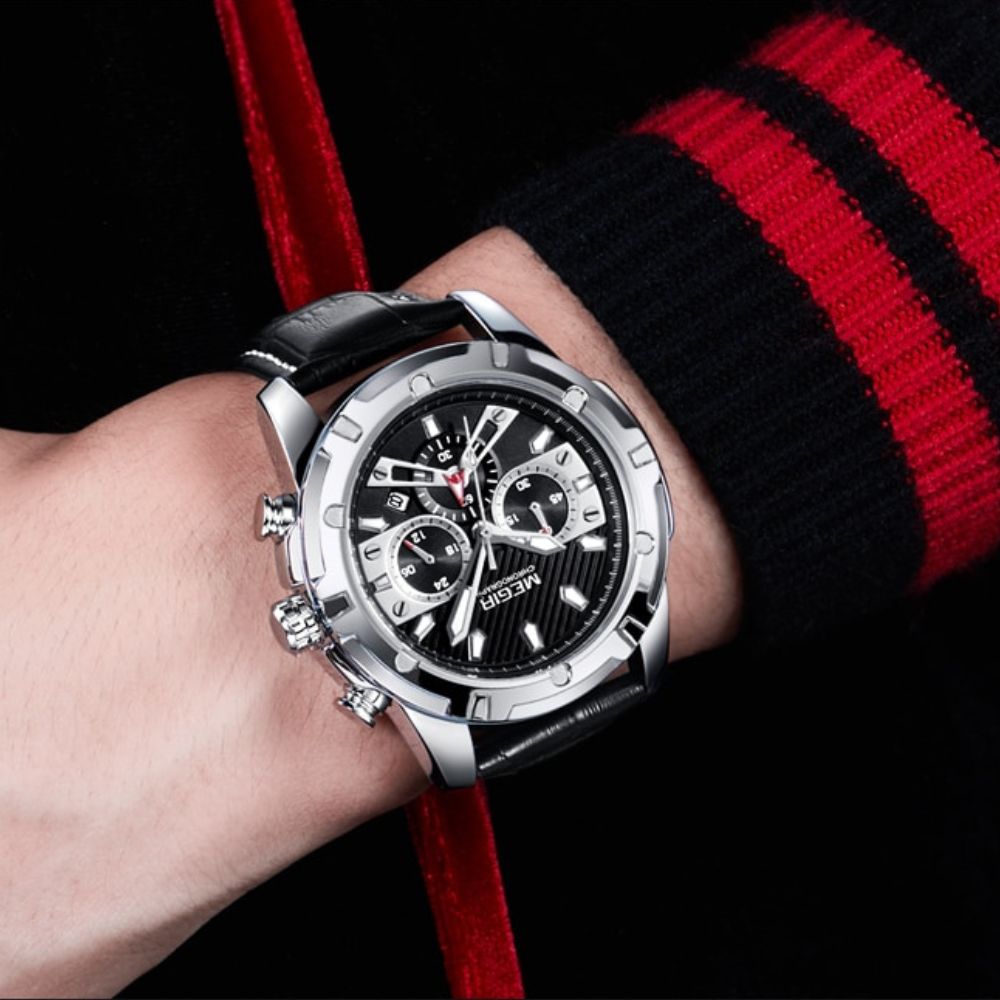 Elegancki Militarny Chronograf Sportowy Zegarek