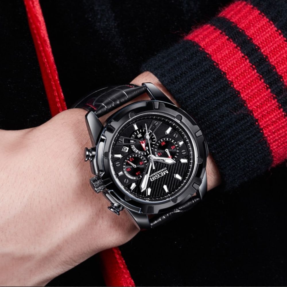 Elegancki Militarny Chronograf Sportowy Zegarek