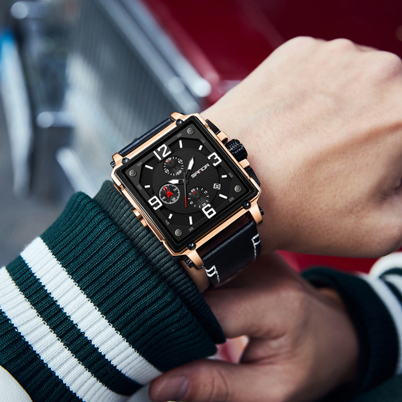 Męski Taktyczny Zegarek Kwarcowy ze Skóry