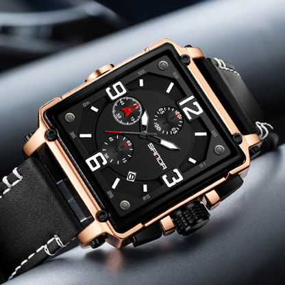 Męski Taktyczny Zegarek Kwarcowy ze Skóry