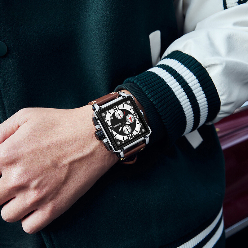 Męski Taktyczny Zegarek Kwarcowy ze Skóry