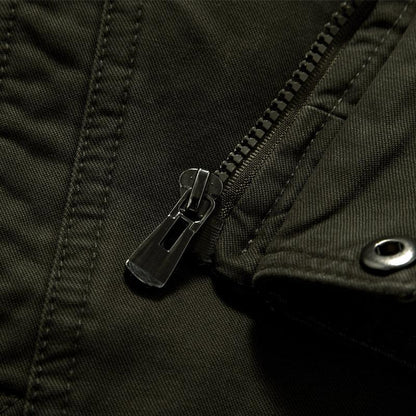 Męska Kurtka Wojskowa Z Wysokim Kołnierzem | Styl Militarny