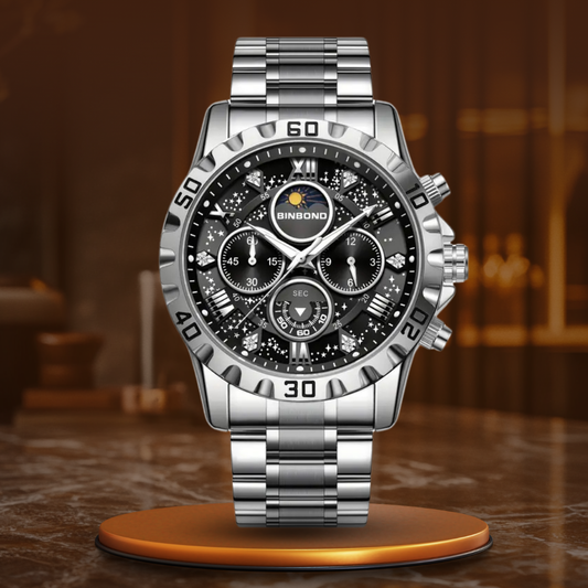 Elegancki chronograf z metalową bransoletą