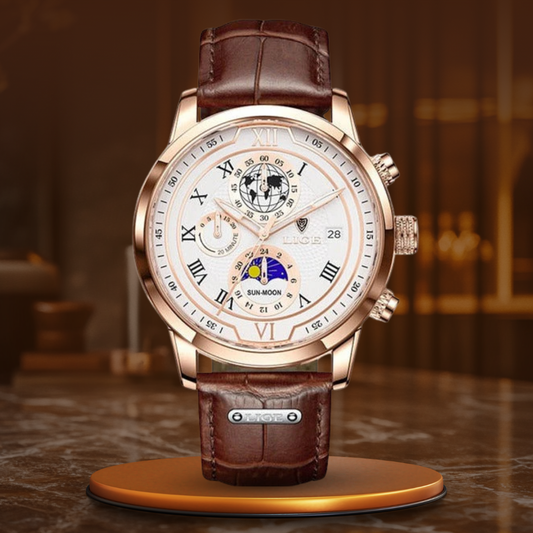 Chronograph Watch with Premium Leather Strap