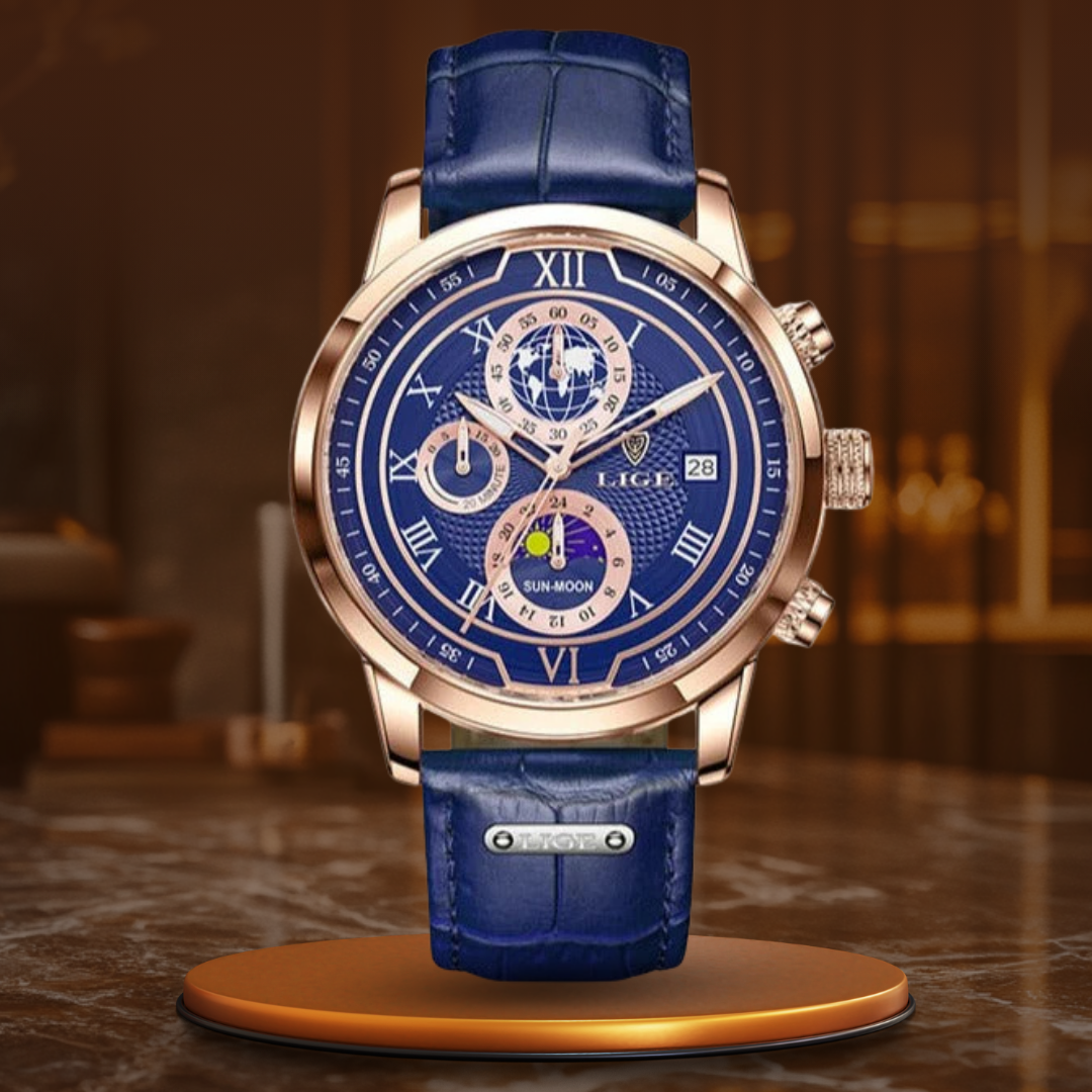 Chronograph Watch with Premium Leather Strap