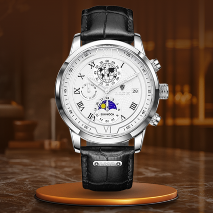 Chronograph Watch with Premium Leather Strap