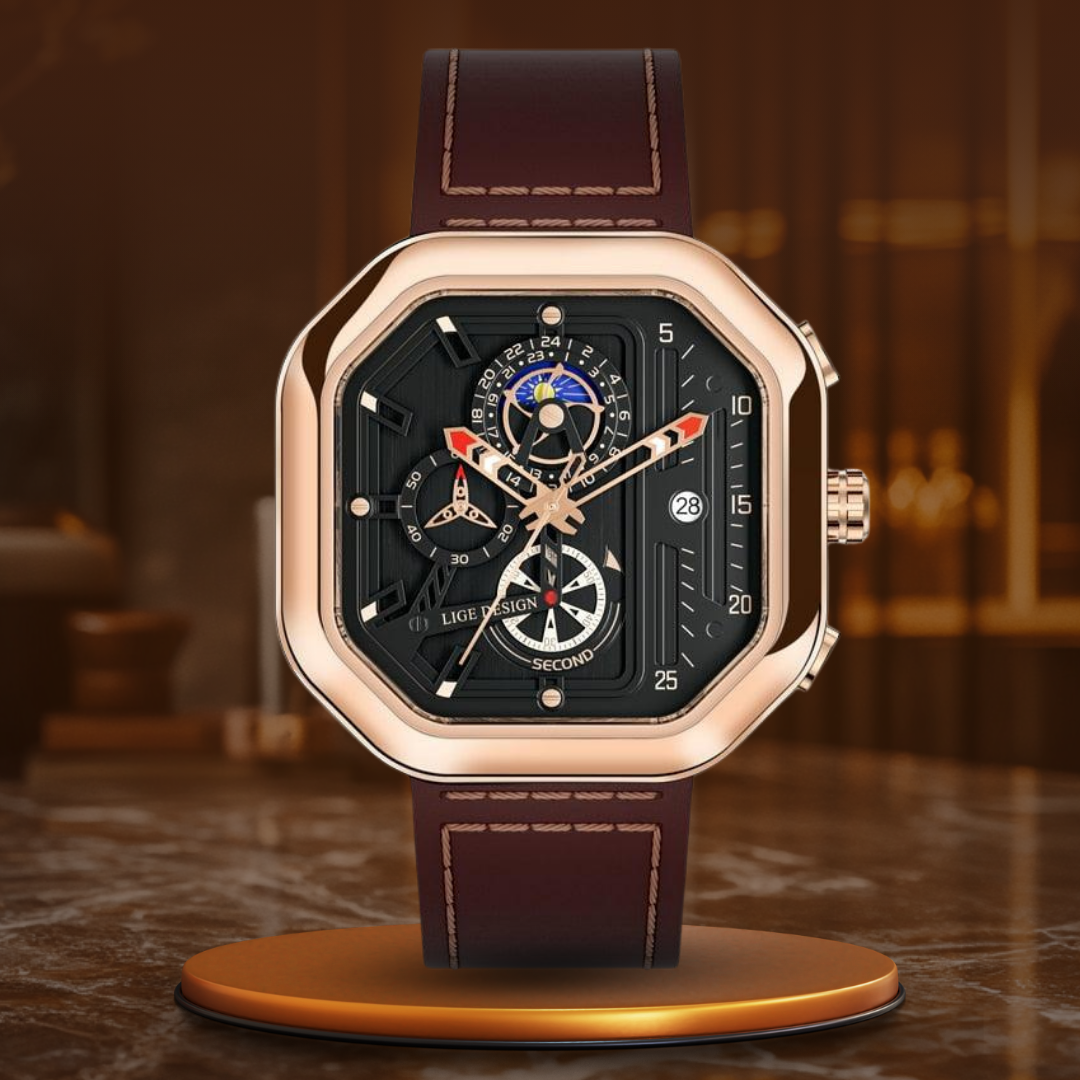 Luksusowy Kwarcowy Zegarek Chronograf