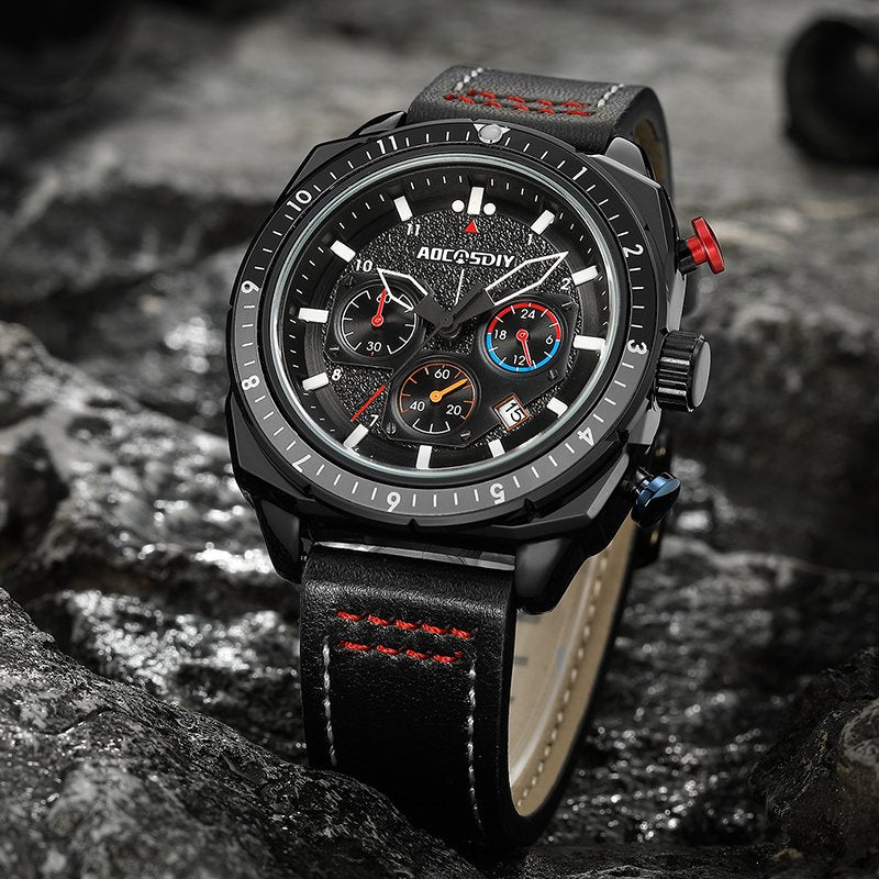 Elegancki Sportowy Zegarek Kwarcowy z Chronografem