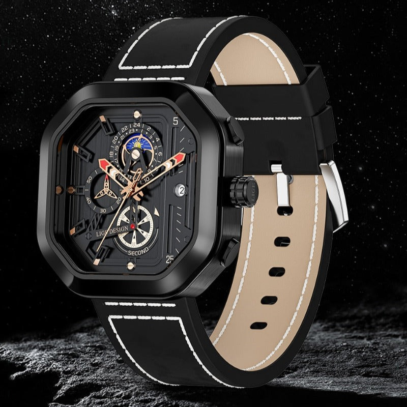 Luksusowy Kwarcowy Zegarek Chronograf